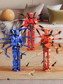 1 set gelede Spider Warrior met 13 beweegbare gewrichten, inclusief verschillende wapens en accessoires, creatieve bouwstenen voor tieners en volwassenen, bureaudecoratiespeelgoed, verpakt in bubbelzak met parelmoerfolie