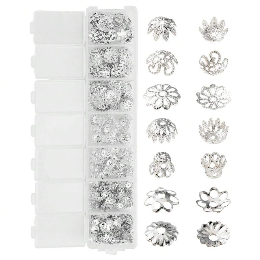 Approximately 750pcs Mixed Style Iron Flower Bead Caps For Diy Bracelet/necklace Making