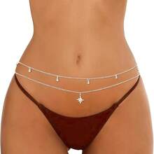 2pcs/3pcs Set Women Sparkling Waist Chains, Sexy Body Chain