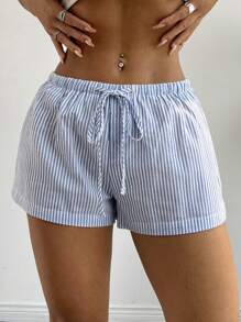 Women's Summer Casual Striped Drawstring Waist Shorts