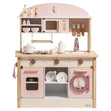 Robotime Robud Wooden Kitchen For Children, Play Kitchen, Toy Kitchen Set For Children, Kitchen Play Set With Many Play Functions, Realistic Kitchen Set For Toddlers, Gift For Girls And Boys Ages 3 And Up - 粉色 - 查看 2