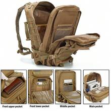 50L Large Tactical Backpack For Men | Outdoor MOLLE 3-Day Survival Backpack | Camping Gear Backpack | Hiking Backpack - Khaki - View 5