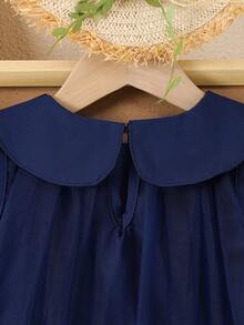 Young Girl' Sweet Mesh Tulle Princess Dress, Sleeveless Collar Formal Dress, Summer