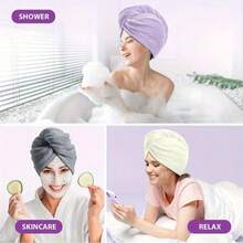 1/2/4pcs Super Absorbent Microfiber Hair Turban Set - Quick Dry Soft Gentle Hair Wrap Suitable For Thick, Long, Curly Hair - Neutral Precise Concealer Brush Suitable For Beginners - Multicolor - View 4