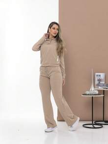 Casual Sweatshirt Set Of Blouse And Pants C3111 - Apricot - View 3