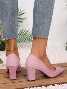 Fall/Winter Women's Pointed Toe Block Heel All-Match Black Pumps, Versatile Formal Work Shoes,Elegant