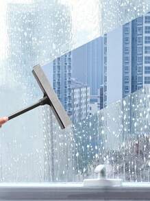 2-In-1 Professional Window Cleaner Squeegee With Scraper, 7.87/9.84 Inch Windshield Wiper Tool With Sponge Brush And Rubber Blade, Ergonomic Handle For Car And Home Use - Black