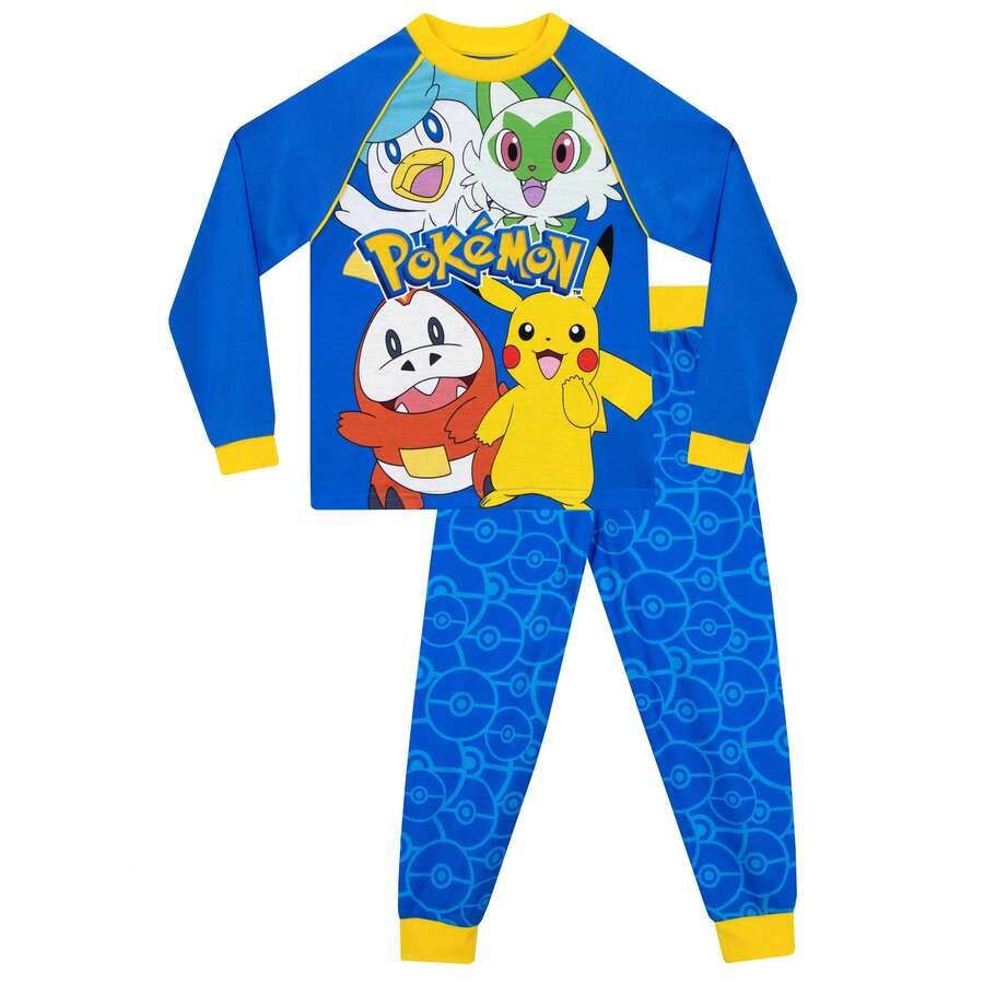 pokemon Long Pyjamas | Pikachu, Quaxly, Fuecoco &  Boys' Long-Sleeved Pyjama Set | Kids' PJs - Multicolor - View 1