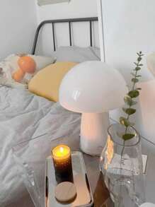 LED Orange/White Glass Mushroom Ambiance Table Lamp, Iron Body, For Living Room, Bedroom, Bedside, Office Decorative Lighting, Birthday Gift, USB Plug, Easy To Carry Outdoor Lighting Cosy Night Lamp, Adjustable Brightness