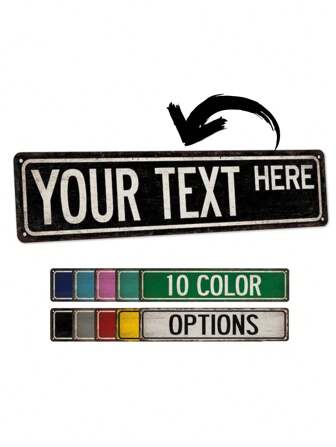 1pc Customized Text Sign - Vintage Country Metal Street Sign, Suitable For Teen's Room, Personalized Name Plate, Unique Gift For Him - Perfect For Birthday, Holiday And Special Occasions, Multi-Functional, Decorative, Reusable, Refined, Fashionable, High-Quality, Colorful, Modern, Customizable, Personalized, Unique, Custom Signage And Plaques, Christmas Decor, Housewarming Gift