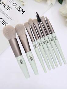 8pcs Customizable Mini Macaron Makeup Brush Set With Same Color Stylish PU Pouches - Portable, Fragrance-Free With Soft Nylon Bristles & Durable ABS Handles Includes Eyeshadow, Blush, Eyebrow, Concealer Brushes . Ideal For On-The-Go Beauty.Travel Brand Merchandise Wedding Favors