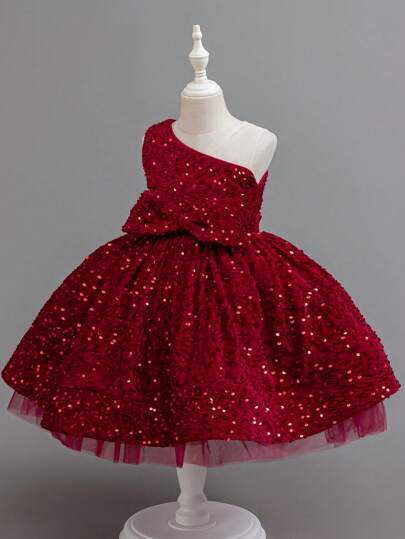 Rochie de petrecere de aniversare prințesă pentru fetițe tinere, rochie de seară formală elegantă, cu umeri strălucitori, prințesă