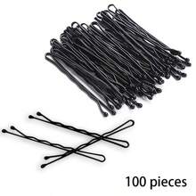 50/100/200 Stück Haarspangen für Damen in einfacher, matter schwarzer Farbe, 5,5 cm-6 cm, modische Haraccessoires, schwarze Haarklammern, kleine schwarze Klemmen, Wellenklemmen, U-förmige Fixierungshaarspangen, Haarklammern