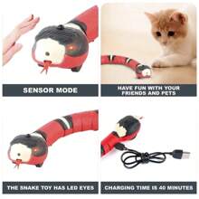 Smart Sensing Cat Toys Interactive Automatic Eletronic Snake Cat Teaser Indoor Play Kitten Toy USB Rechargeable For Cats Kitten