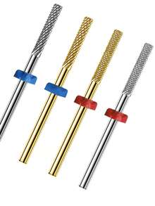 1件金银美甲钻头，角质层专业美甲钻头，钨钢钻头，3/32英寸，用于指甲准备、指甲床锉、死皮清洁、凝胶卸除等美甲用品工具