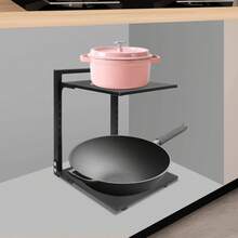 SENDERPICK 2-Layer Pot Rack Organizer, Black Pot And Pan Stand Rack, Pot Lid Holder Load 20kg - Black - View 4