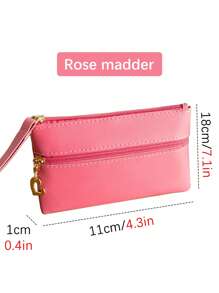1pc PU Material Multifunctional Simple Large Capacity Ladies Handheld Coin Purse Double Pull Ladies Clutch Bag Is Suitable For Ladies To Use When Going Out, Perfectly Matching With Prom Accessories