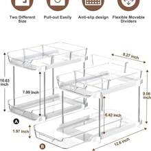 1pc Organizador de armazenamento de dois andares para cozinha, suporte para cosméticos transparente PET, caixa de armazenamento de gaveta de mesa multicamadas, adequado para penteadeira de banheiro, organizador de despensa de cozinha empilhável, organizador de armário de remédios com divisória deslizante