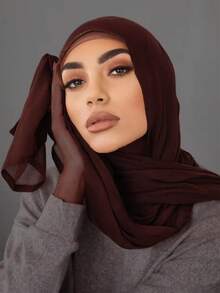 1pc Solid Color Double Needle Edged Super Oversized Lightweight Soft Modal Hijab Shawl Scarf For Dress - Multicolor - View 10