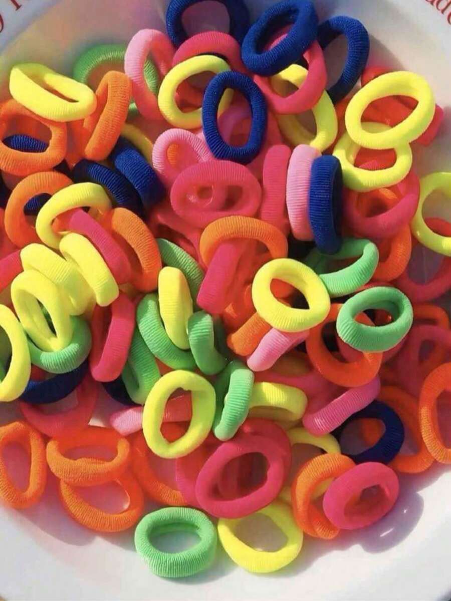 50 Pieces Small Hair Scrunchie Elastic Hair Tie - Neon - View 1