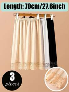 3 Pieces/2 Pieces Solid Color Length 35.4 Inches/31.5 Inches/27.6 Inches/23.6 Inches Multi Color Multi Specification Medium Long Lace Lace Lace Design Anti Glare Soft Anti-Static Inner Lining Half Waist Skirt Underskirt A-Line Hip Wrap Skirt, Suitable For Wearing In Spring, Summer And Autumn, Can Be Paired With Long Skirt To Prevent Glare. - Multicolor - View 15