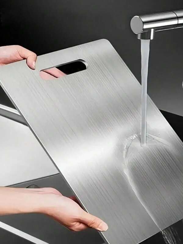 Juego de 3 tablas para cortar de acero inoxidable de 40 x 30 cm, reversibles, aptas para alimentos, duraderas, fáciles de limpiar, para carne, verduras y frutas
