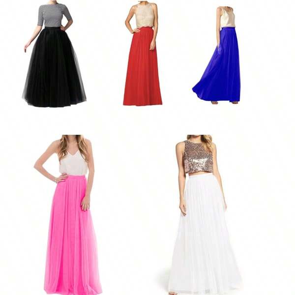 1pc Women's Tulle Multi-Color Layered Skirt, 1.4m Long Adult Tutu Skirt Fall Clothes For Women