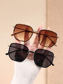 1/2pairs Women Multicolor Leopard Copper Geometric Full Frame Delicate Vintage Business Casual Women Fashion Eyeglasses For Office Outfit,Vacation Outfits,Family Outings,Appointment Outfits Accessories For Summer Beach Vacation,Outdoor,Travel - Multicolor - View 15