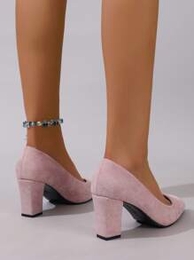 Women's Versatile Career Pointed Toe Block Heel Black Pumps