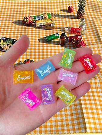 10pcs/20pcs Mini Artificial Snack Paillette Sweet Candy Chip Bags, Various Hot Selling DIY Jewelry Accessories, Creative Earring Charms, Resin, Food Themed Craft Parts, Phone Cases DIY Materials, Accessories For Blyth Ob11 Dolls(The Product Is Not Magnetic)