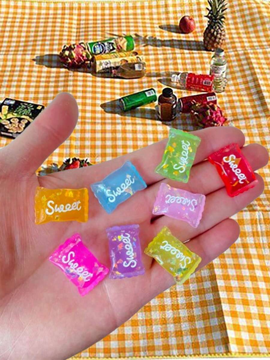 10pcs/20pcs Mini Artificial Snack Paillette Sweet Candy Chip Bags, Various Hot Selling DIY Jewelry Accessories, Creative Earring Charms, Resin, Food Themed Craft Parts, Phone Cases DIY Materials, Accessories For Blyth Ob11 Dolls(The Product Is Not Magnetic)