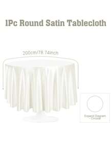 1pc Milky White Satin Round Tablecloth, Solid Color Smooth Fabric Table Cloth ,Wedding Happy Birthday Party Banquet Party Events 2025 New Year Party Home Decor Room Decor Table Decor Restaurant Decor Silky Smooth Washable Table Cover Table Runner, Perfect For Holiday Celebrations