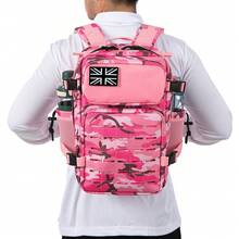 25 Litri Zaino tattico Zaino com grande capacidade para sopravvivenza em campeggio di 3 dias com portabottiglie d'acqua Zaini da viaggio - Rosa - Ver 5