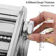 Stainless Steel Fresh Pasta Maker Roller Machine, With Adjustable Thickness Settings,Perfect For Homemade Spaghetti Fettuccini Noodles And Lasagna,Includes Removable Handle And Clamp (Silver) - Bạc - Xem 3