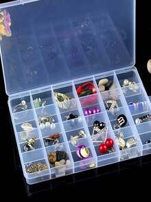 1pc Portable Jewelry Box, Transparent Accessory Container, Plastic Jewelry Storage Box With Compartments, Suitable For Jewelry Crafts, Travel, Home, Office, Gift Organizer Storage Box Travel Gifts Back To School - Clear - View 4
