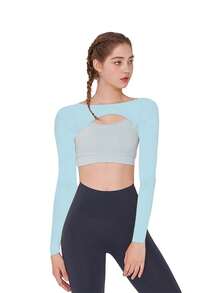 1pc Women's UV Protection Arm Sleeves, Stretchy Hollow Out Yoga Sports Long Sleeve T-Shirt, Breathable Golf Sun Protection Cardigan, Lightweight Ice Silk Scarf For Outdoor Sports And Cycling In Summer - Sun Protection Sports Cape - View 12