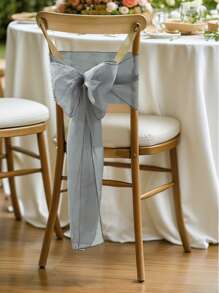 1pc/2pcs/6pcs/10pcs Solid Color DIY Terylene Bowknot Chair Back Decor, Suitable For Various Banquets & Parties, Chair Decoration, Adds Festive Atmosphere