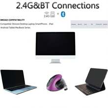 Souris verticale sans fil ergonomique Bluetooth 5.0 à double mode 1600 DPI réglable, 6 boutons, souris silencieuse rechargeable sans fil pour Win/Android/iOS (500 mAh)