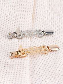 2 件装复古金属开衫夹、连衣裙夹、披肩夹、腰带 - 适用于毛衣、连衣裙、外套、衬衫 - 彩色 - 查看 4