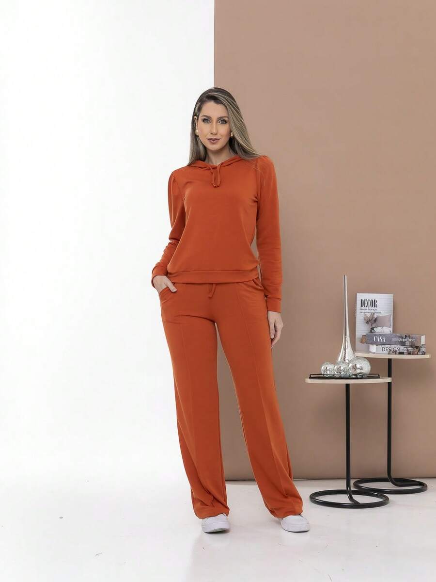 Casual Sweatshirt Set Of Blouse And Pants C3111 - 亮橙色 - 查看 1