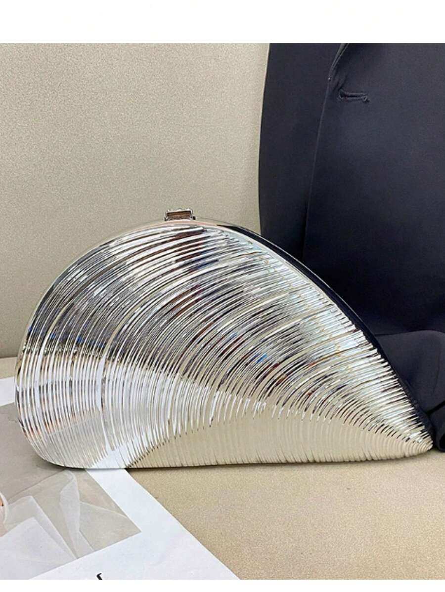 Fashionable & Unique 3D Shell Acrylic Handbag, Niche Design With High-End Feel, Clutch/Shoulder Bag For Formal Events - Silver - View 1