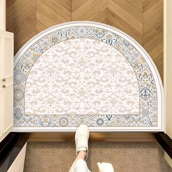 1 件水晶天鹅绒半圆形装饰现代家居门垫，柔软，可机洗，防滑，吸水，适用于室内外、门口、餐厅、厨房家居浴室装饰浴室地毯地毯户外地毯门垫夏季