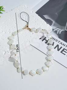 1pc Heart & Seashell Mobile Phone Lanyard, Versatile Phone Neck Strap - White - View 7
