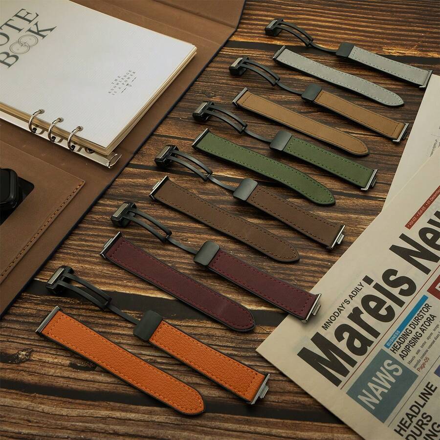 硅胶 + 皮革表带兼容华为 Watch Fit 3 磁性手链环表带兼容华为 Watch Fit 3 智能手表腕带