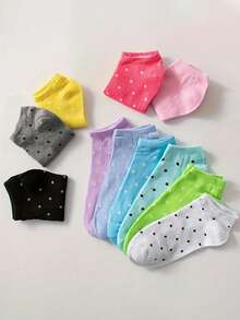 10 Pairs Random Spring/Summer Japanese Simple Solid Color Low Cut Casual Short Socks