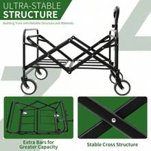 Heavy Duty Collapsible Wagon Cart - Large Capacity Foldable Beach Cart For Camping,Sports,Shopping & More , Portable & Easy To Store