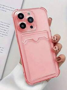 1 Ốp lưng điện thoại TPU mềm chống sốc có khe cắm thẻ tương thích với iPhone 15, iPhone 15 Pro, iPhone 16 ProMax Chống nước, Chống rơi, Chống trầy xước - Hồng - Xem 3