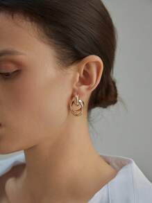 1 par de pendientes de aro de aleación de zinc de moda para mujeres para decoración diaria