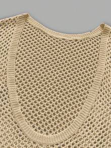 Women's Long Hollowed Double Face Can Wear Backless Thin Beach Holiday Smock Crochet Long Sleeve Knit Dress Vacation Outfits Sexy Plus Size Beachwear Bikini Two Way Wear Ups Mesh Maxi, Spring Summer Fall - Yellow - View 9