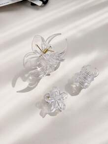 3-teiliges Set Haarclips mit klaren Vinyl Blumen Schnappverschluss, dekorative Haraccessoires für Strandausflüge, Frühlings-/Sommer-Haarklammern, Haarspangen, Haargreifer, Haarklammern